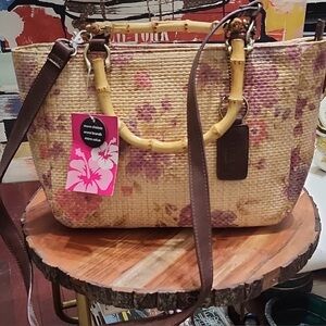 Relic NWT Floral Woven Handbag with Bamboo Handles